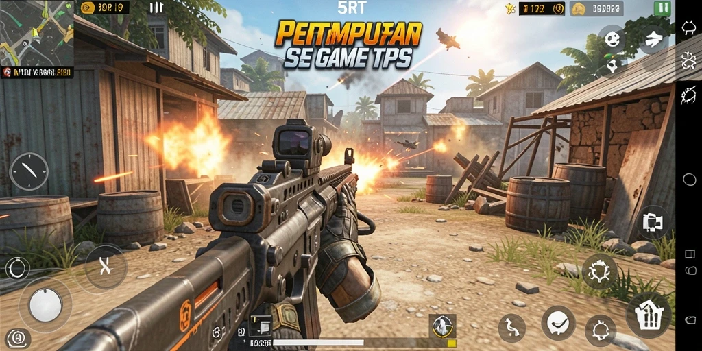 Tampilan gameplay menarik dalam pertempuran TPS.