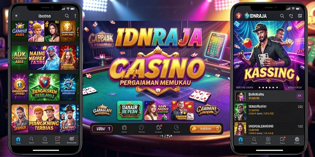 Screenshot gameplay IDNRAJA menampilkan suasana kasino yang mendebarkan.