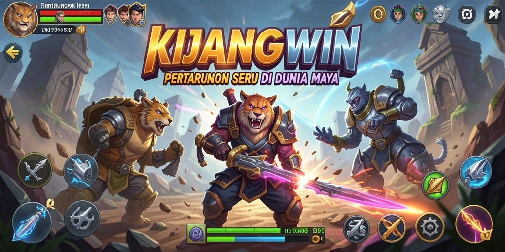 Tampilan gameplay KIJANGWIN dengan pertarungan yang mendebarkan.