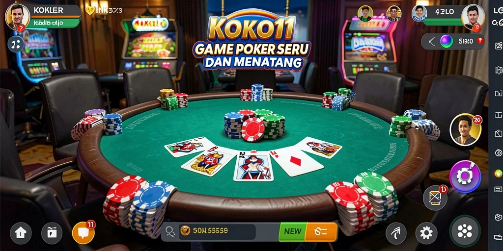 Tampilan gameplay KOKO11 yang menarik dan mendebarkan saat bermain Poker.