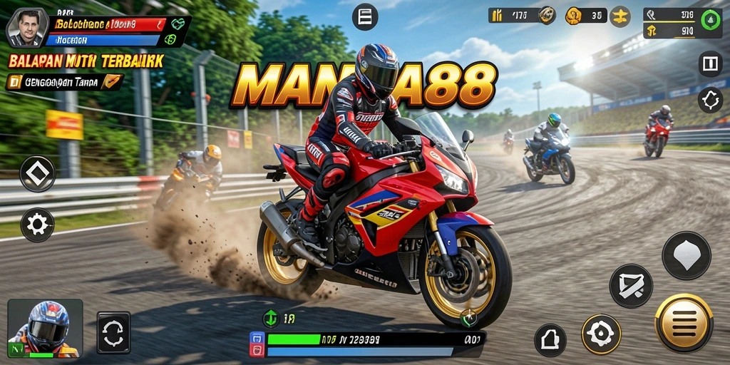 Gameplay seru dan menegangkan dalam balapan Motor Racing.