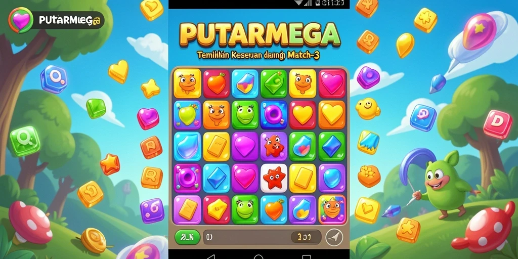 Screenshot gameplay PUTARMEGA, menampilkan keseruan Match-3.