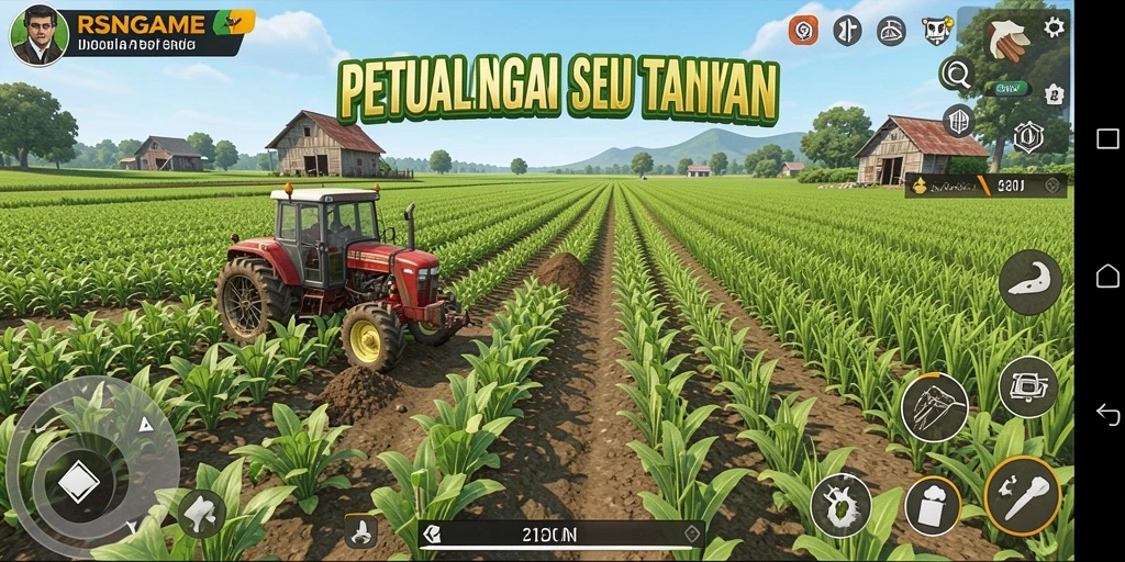 Tampilan screenshot gameplay RSNGAME yang menampilkan aktivitas bertani.