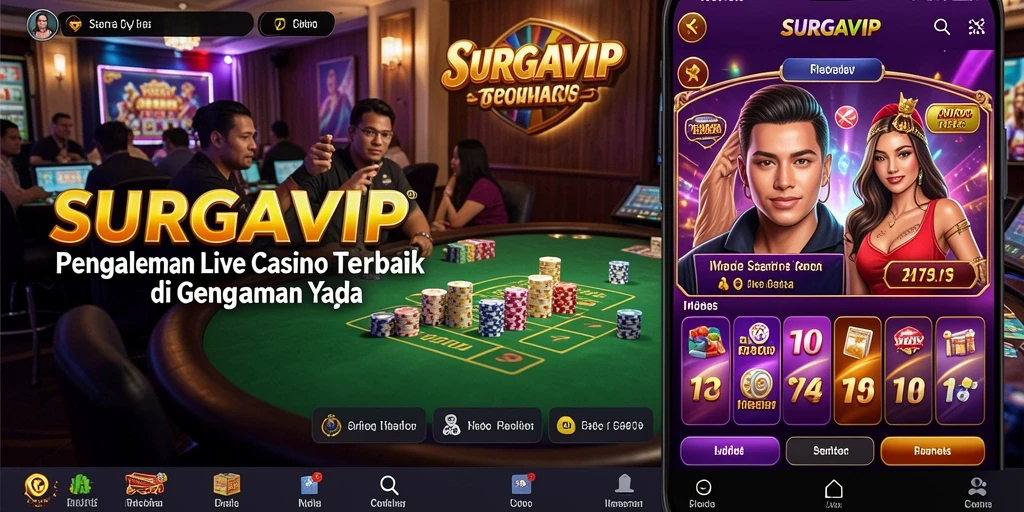 Screenshot SURGAVIP menampilkan dealer profesional dalam permainan Live Casino yang menarik.
