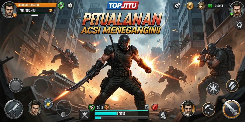 Tampilan action seru dalam permainan TOPJITU dengan grafis menakjubkan.